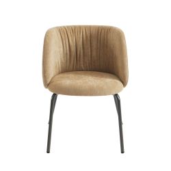 Chaise LUISA tissu chenille ocre et pieds métal noir