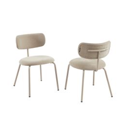 Lot de 2 chaises PANTONE tissu et pieds métal taupe
