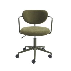 Chaise de bureau PANTONE tissu vert olive avec roulettes