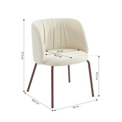 Chaise LUISA tissu chenille écru et pieds métal marron