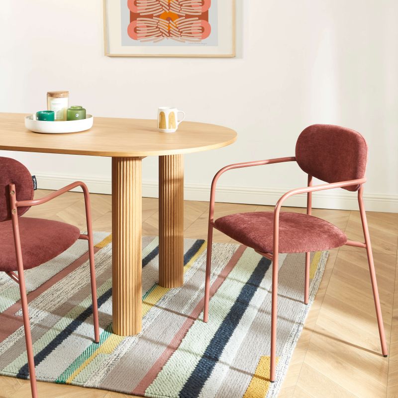 Lot de 2 chaises PANTONE tissu et pieds métal terracotta