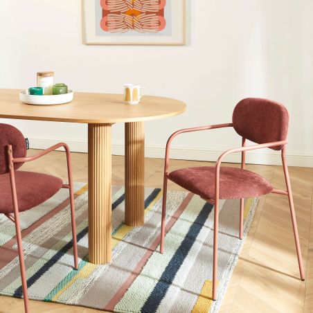 Lot de 2 chaises PANTONE tissu et pieds métal terracotta