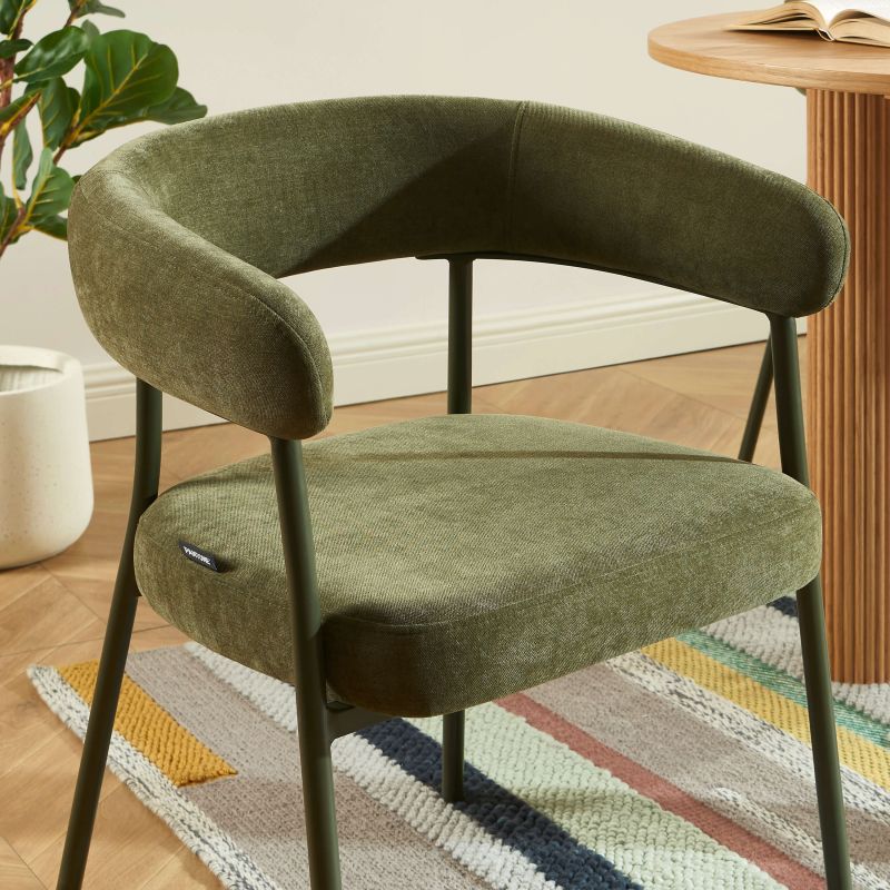 Lot de 2 chaises PANTONE tissu et pieds métal vert olive