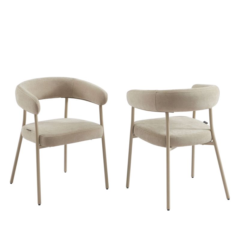 Lot de 2 chaises PANTONE tissu et pieds métal taupe
