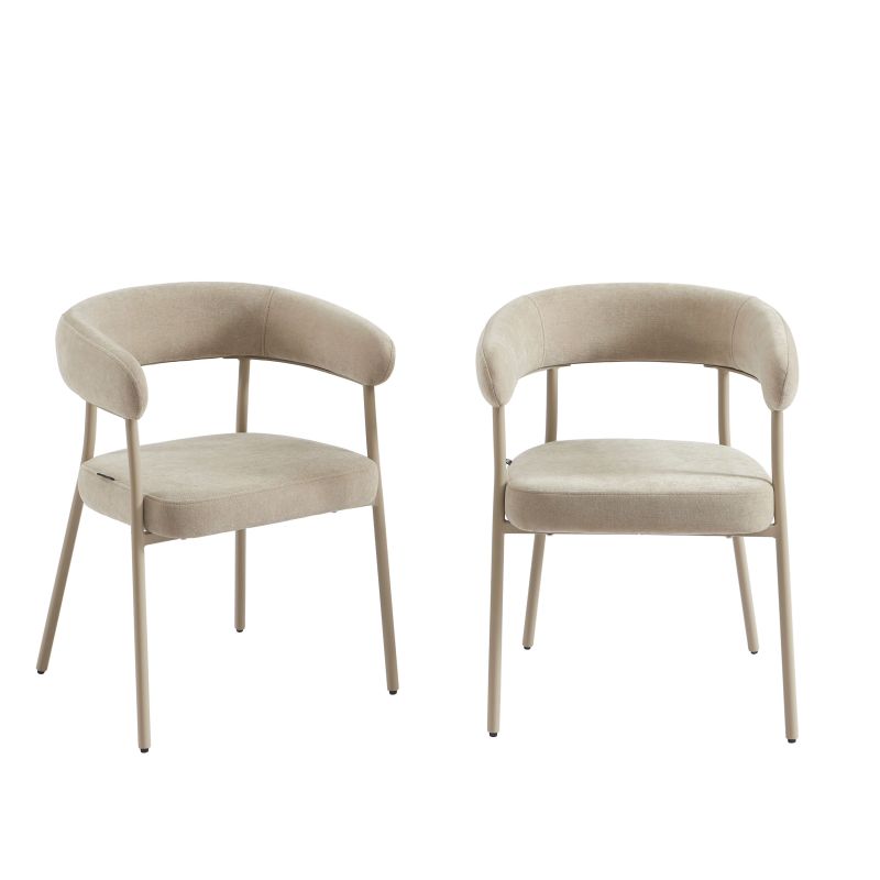 Lot de 2 chaises PANTONE tissu et pieds métal taupe