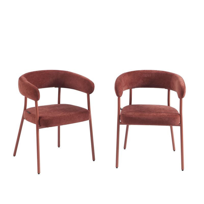 Lot de 2 chaises PANTONE tissu et pieds métal terracotta