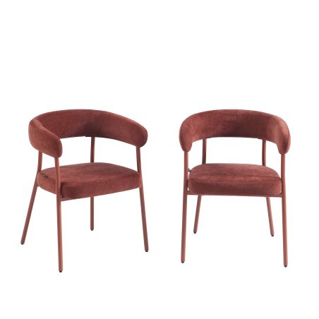 Lot de 2 chaises PANTONE tissu et pieds métal terracotta