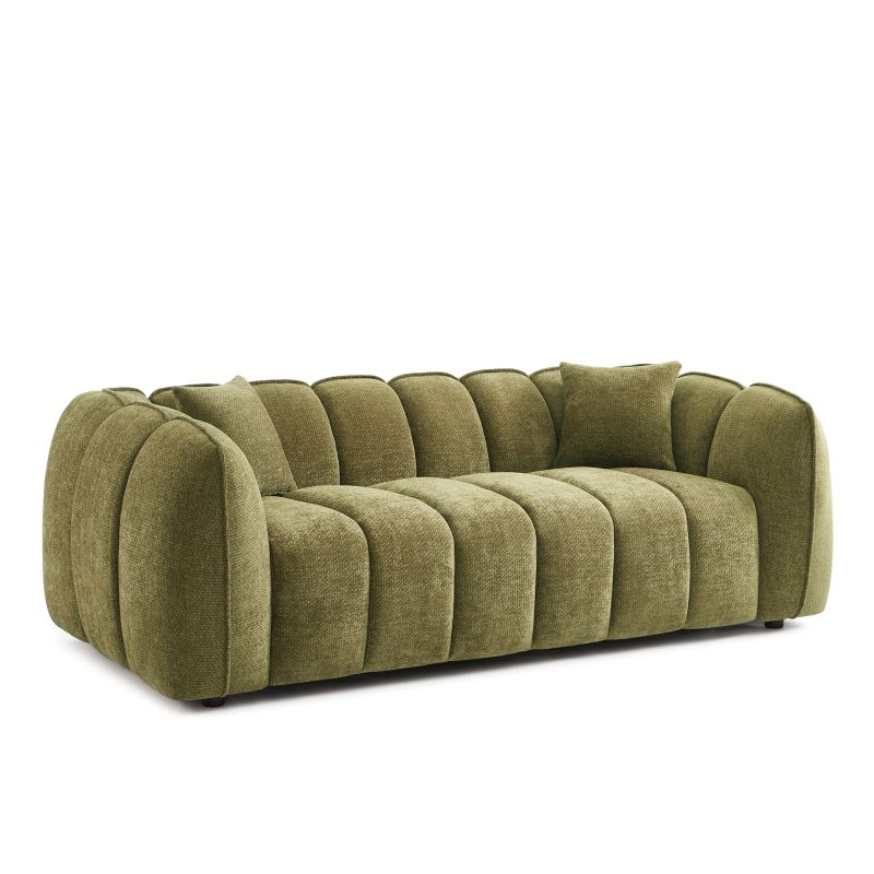 Canapé MATILDA 3 places tissu chenille vert