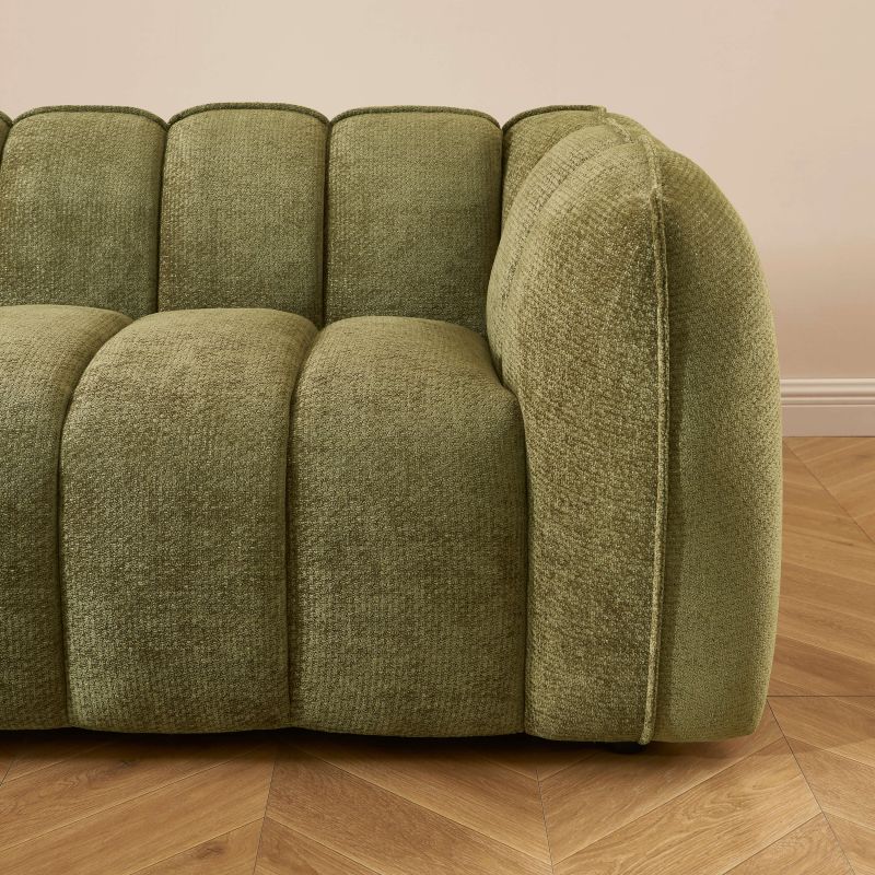 Ensemble canapés droits fixes 3+2 MATILDA tissu chenille vert