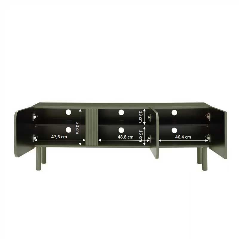 Meuble TV BRAGA vert 3 portes 150cm