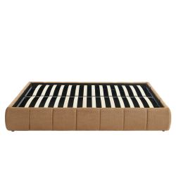 Lit coffre LAVINIA tissu chenille caramel 160x200 sommier inclus