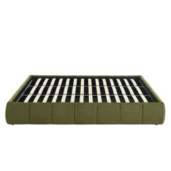 Lit coffre LAVINIA tissu chenille vert 180x200 sommier inclus