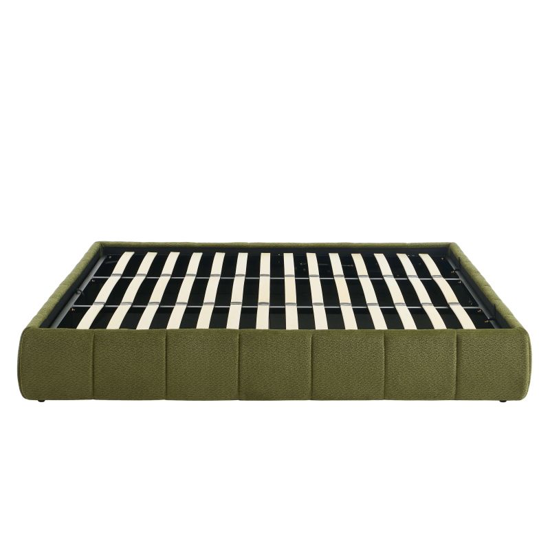 Lit coffre LAVINIA tissu chenille vert 180x200 sommier inclus