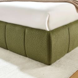 Lit coffre LAVINIA tissu chenille vert 180x200 sommier inclus