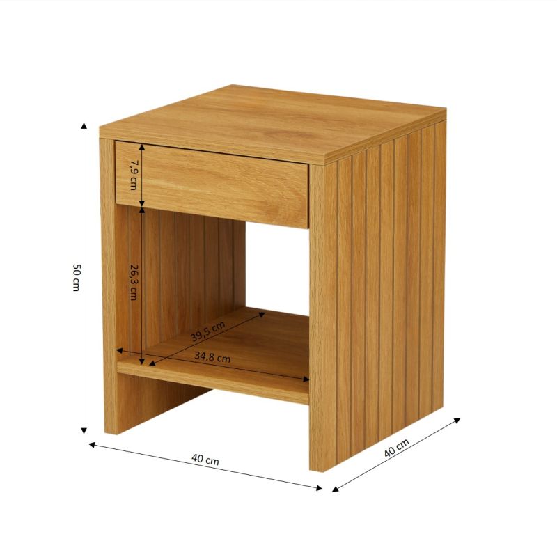Table de chevet LIMA effet chêne 1 tiroir