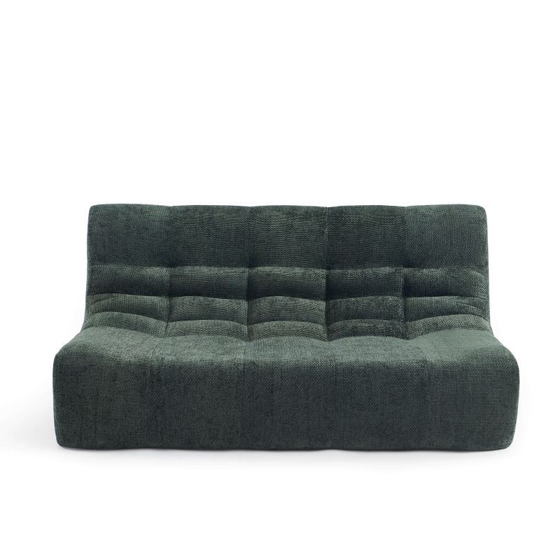 Ensemble banquette et chauffeuse JANIS modulable 3 places tissu chenille vert
