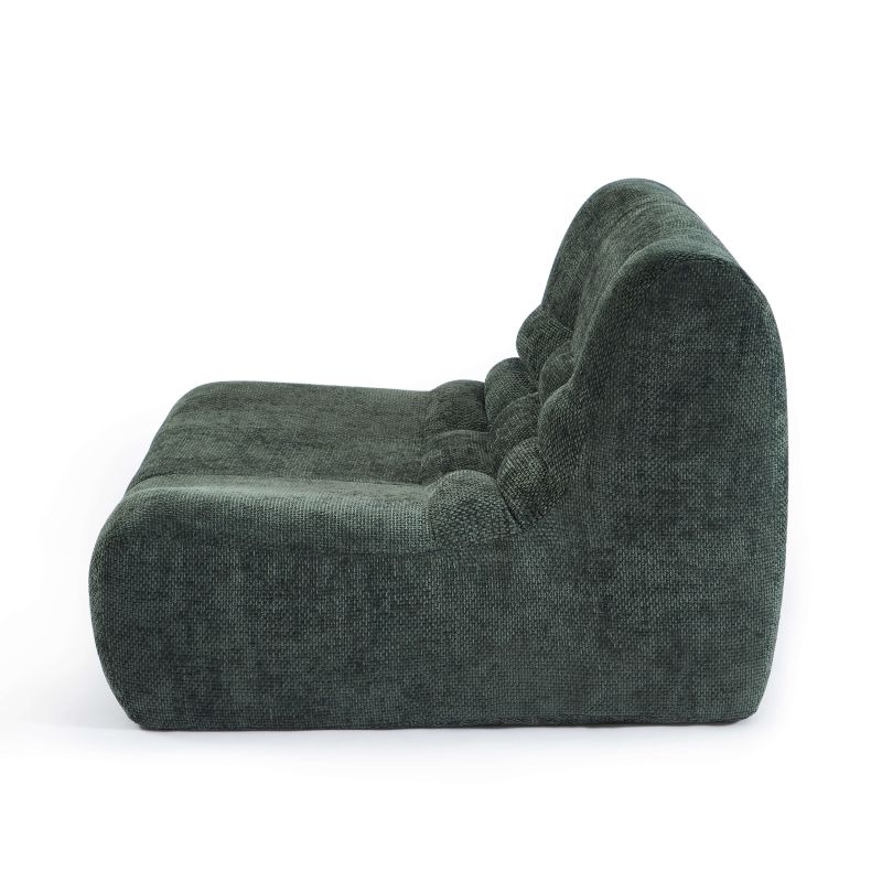 Ensemble banquette et chauffeuse JANIS modulable 3 places tissu chenille vert