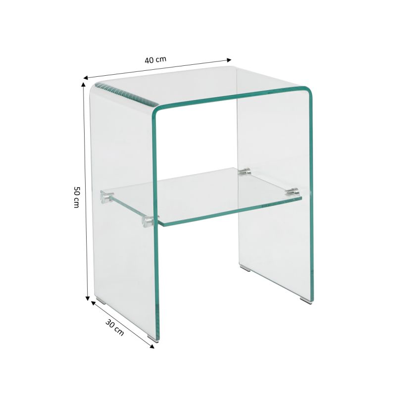 Lot de 2 tables de chevet GINZA verre trempé transparent