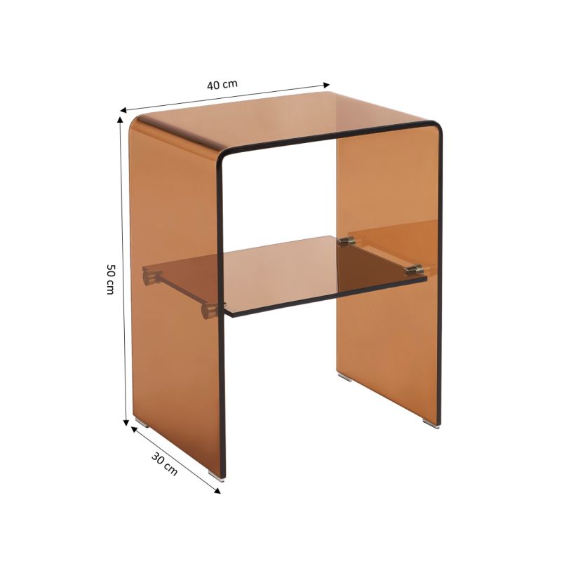 Lot de 2 tables de chevet GINZA verre trempé ambré