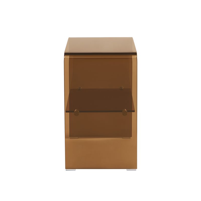 Lot de 2 tables de chevet GINZA verre trempé ambré