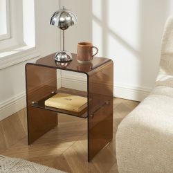 Lot de 2 tables de chevet GINZA verre trempé ambré