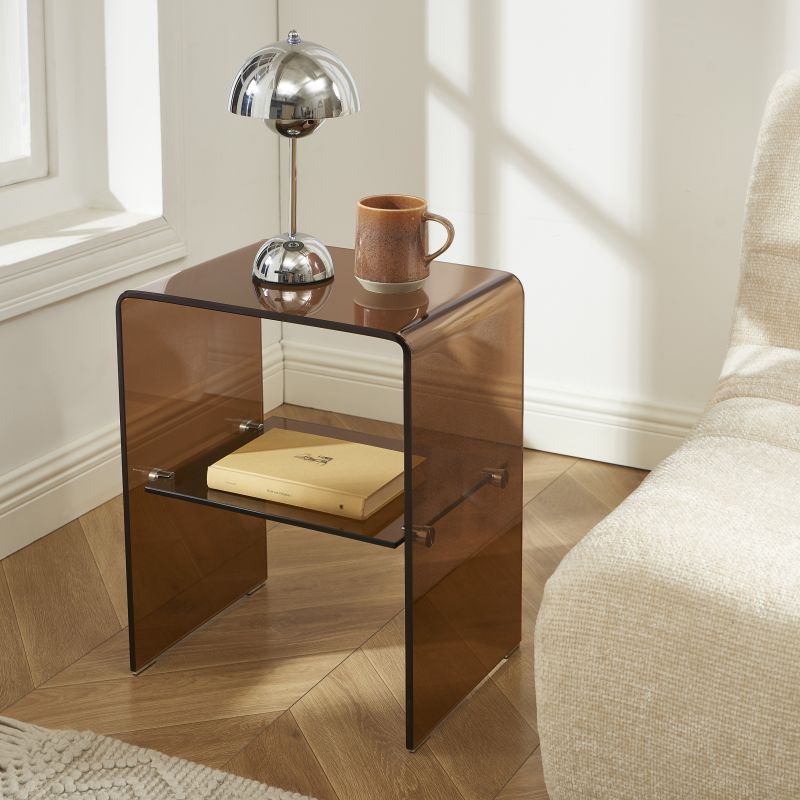 Lot de 2 tables de chevet GINZA verre trempé ambré