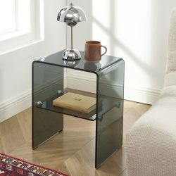 Lot de 2 tables de chevet GINZA verre trempé noir