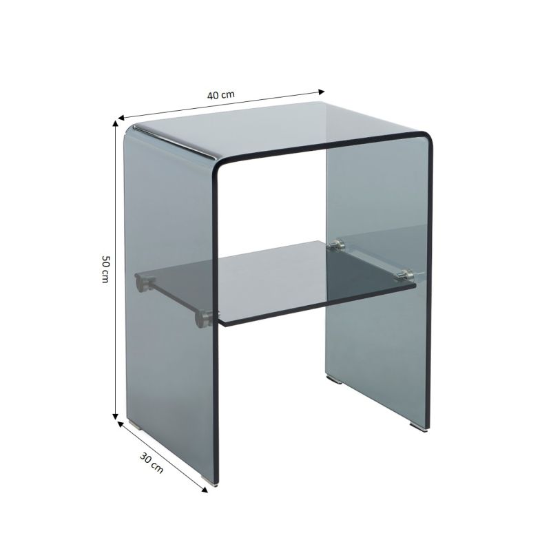 Lot de 2 tables de chevet GINZA verre trempé noir