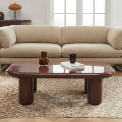 Table basse MOXY finition laquée brillante bordeaux 120cm