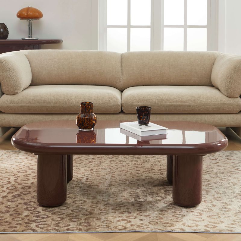 Table basse MOXY finition laquée brillante bordeaux 120cm