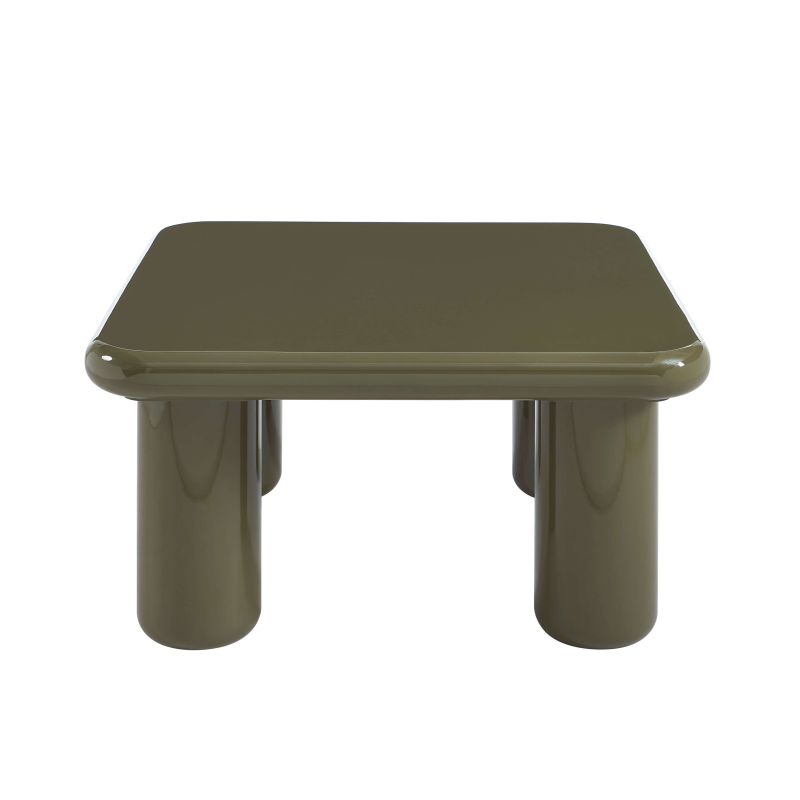 Table basse MOXY finition laquée brillante vert olive 80cm