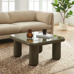 Table basse MOXY finition laquée brillante vert olive 80cm