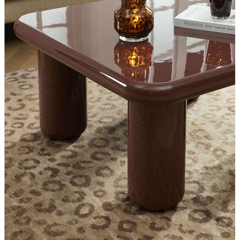 Table basse MOXY finition laquée brillante bordeaux 80cm
