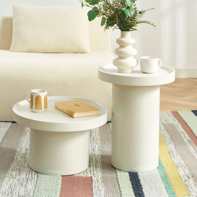 Table d'appoint PANTONE finition laquée mate beige sable 50cm