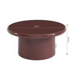 Table basse ronde MOXY finition laquée brillante bordeaux 80cm