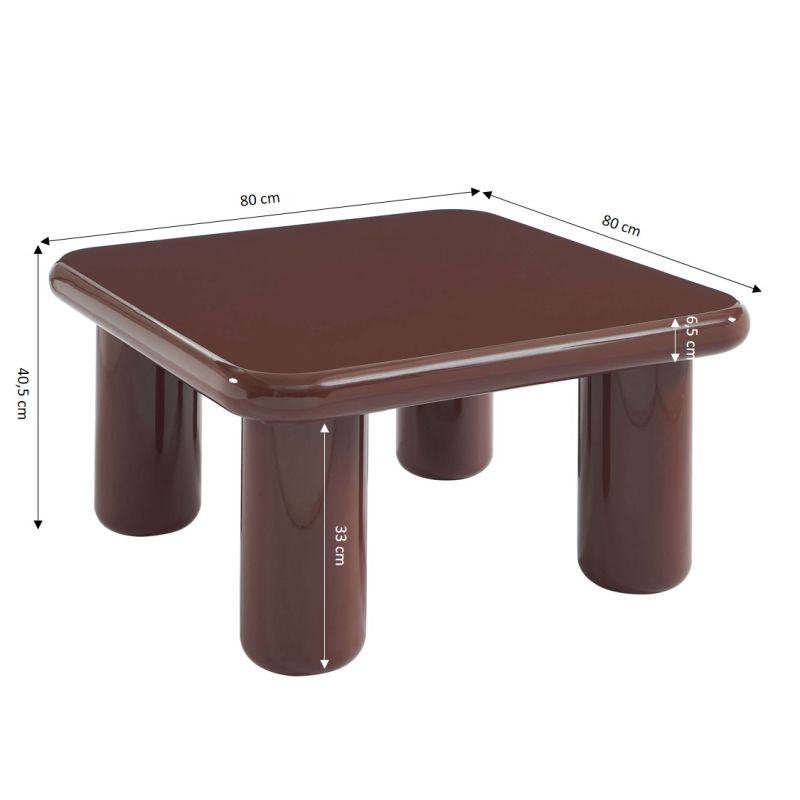 Table basse MOXY finition laquée brillante bordeaux 80cm