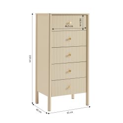 Chiffonnier CLEO laqué 5 tiroirs beige 55cm