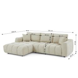 Canapé d'angle gauche fixe KEREA 4 places tissu chenille taupe