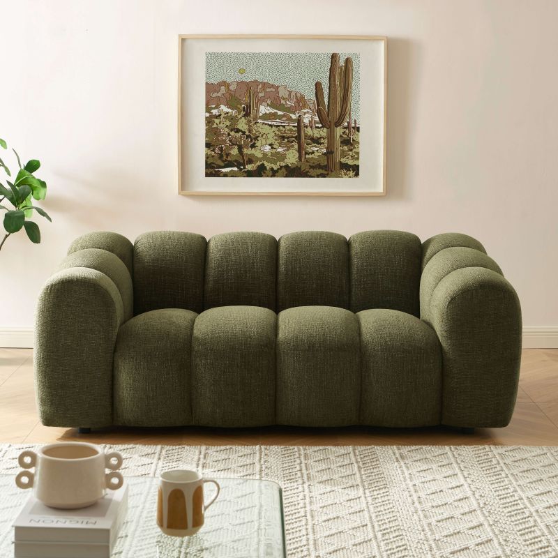 Canapé SUNNY 2 places tissu tweed vert