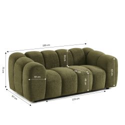 Canapé SUNNY 2 places tissu tweed vert