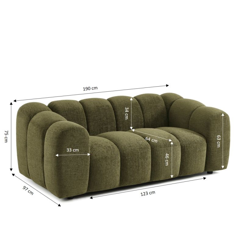 Canapé SUNNY 2 places tissu tweed vert