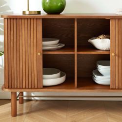 Buffet ERNEST frêne foncé 2 portes tambour 160cm