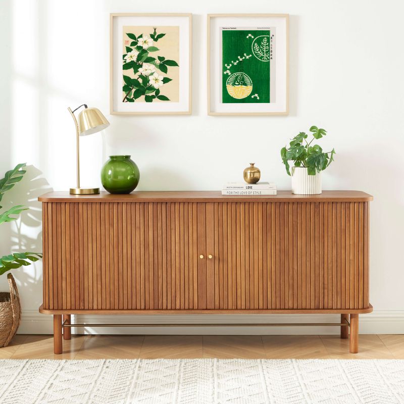 Buffet ERNEST frêne foncé 2 portes tambour 160cm