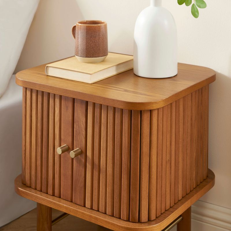 Table de chevet ERNEST frêne foncé portes tambour