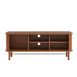 Meuble TV ERNEST frêne foncé portes tambour 150cm