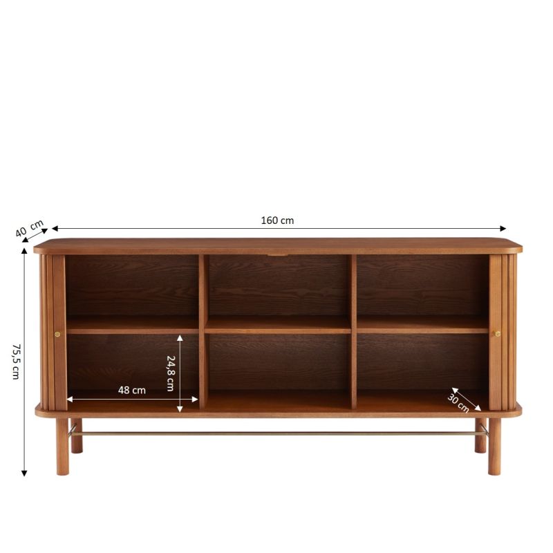 Buffet ERNEST frêne foncé 2 portes tambour 160cm
