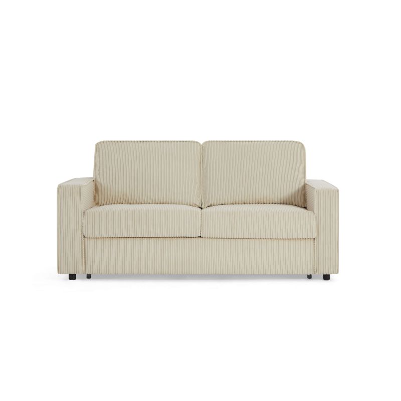 Canapé droit convertible express ROYAL 3 places velours côtelé beige