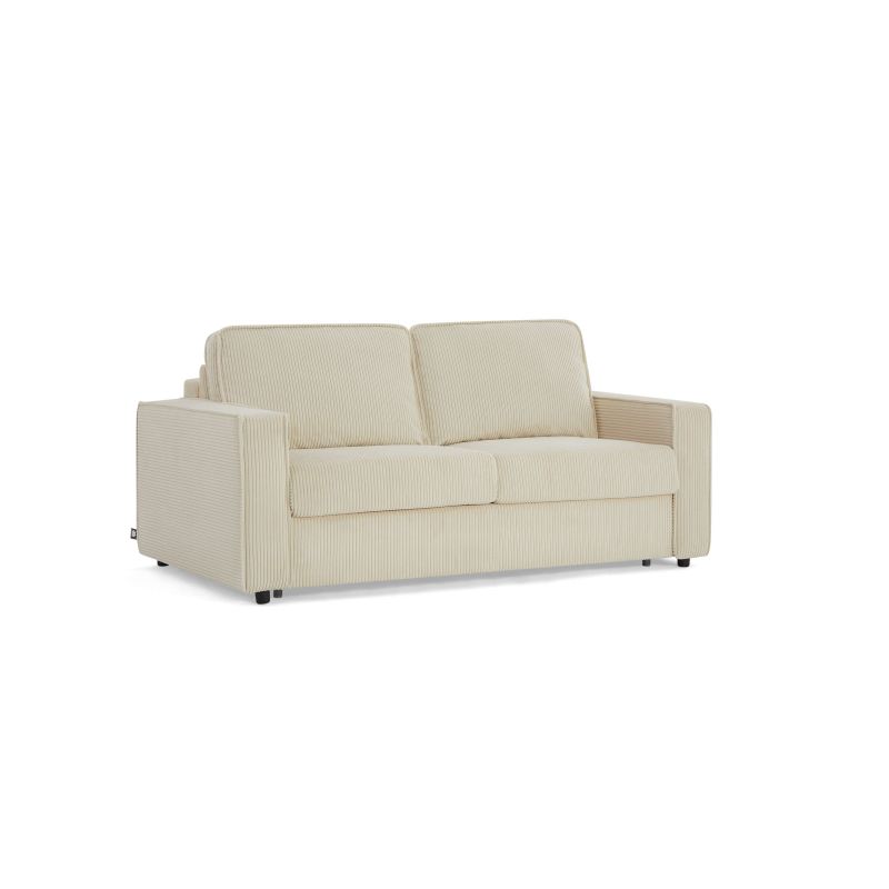 Canapé droit convertible express ROYAL 3 places velours côtelé beige