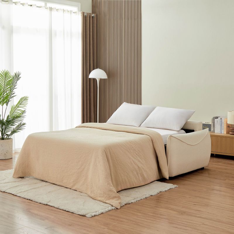 Canapé droit convertible express PALLA 3 places tissu chenille beige