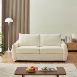 Canapé droit convertible express PALLA 3 places tissu chenille beige